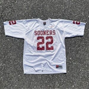 OKLAHOMA SOONERS VTG NIKE TEAM MESH JERSEY #22 SZ L WHITE/MAROON